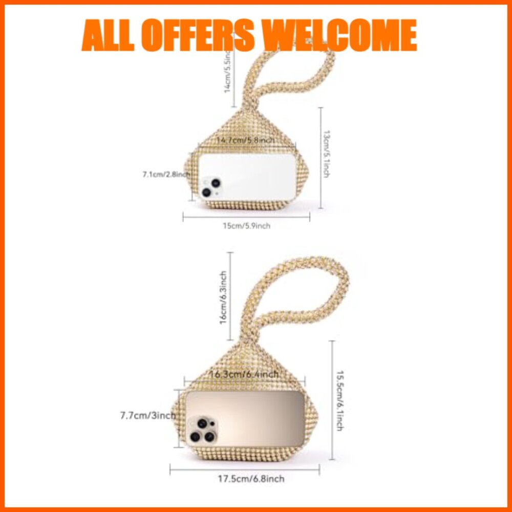 Rhinestone Triangular Evening Purse Wristlet For … - image 4